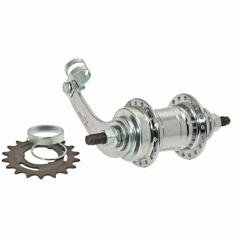 Chromed iron hub lusso coaster brake 36 holes with 18 teeth pinion - image