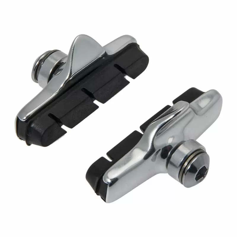 aluminium pair pad holders + replacement road campagnolo type silver - image