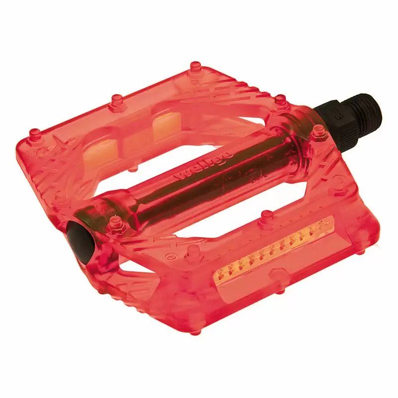 pareja de pedales fijos / bmx pin plastico con gran 9/16 naranja fluo - image
