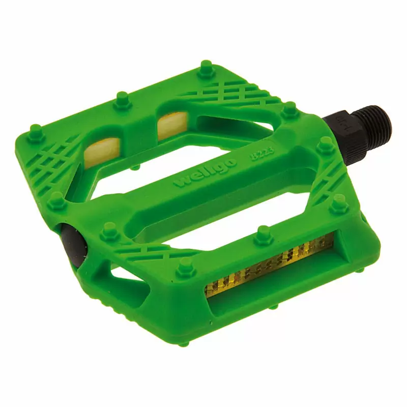 Paar Kunststoffpedale mit großem Klappsplint 9/16'' Fluo Green - image