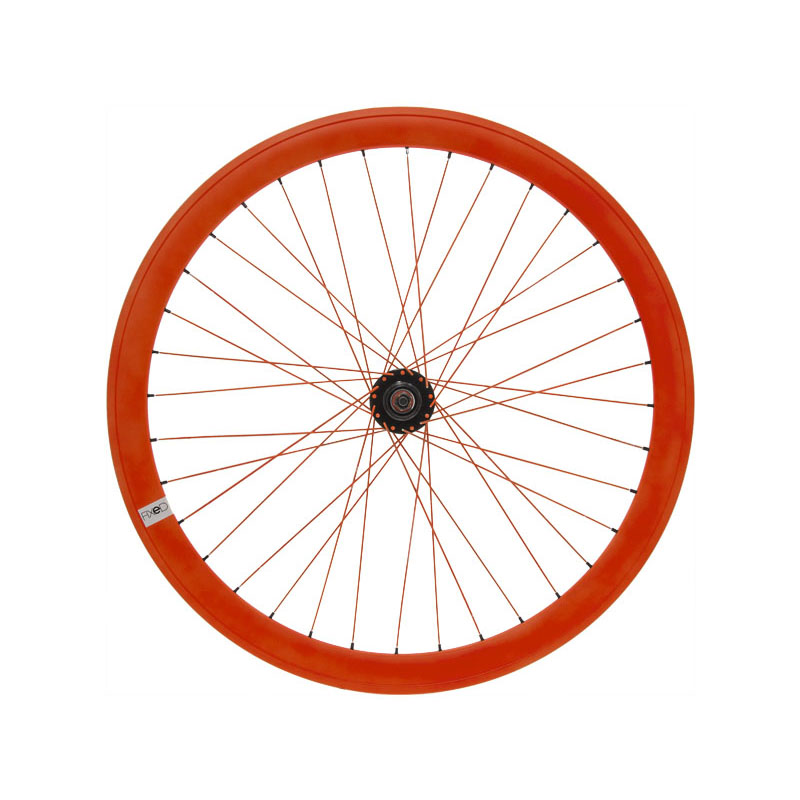 Front wheel 43mm deep neon orange hub bearings