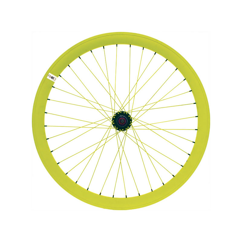 Front wheel 43mm deep neon yellow hub bearings