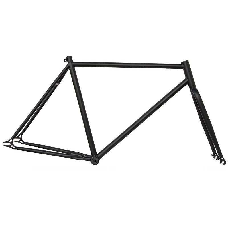 Cuadro + horquilla bicicleta fija single speed vintage articulaciones acero 50 negro mate