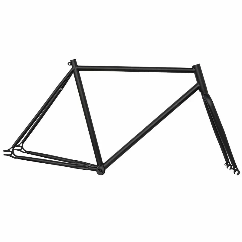 Cuadro + horquilla bicicleta fija single speed vintage articulaciones acero 50 negro mate - image
