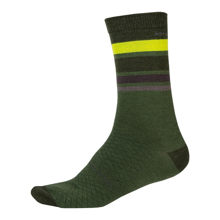 BaaBaa Merino Stripe Winter Socks Green Size S/M