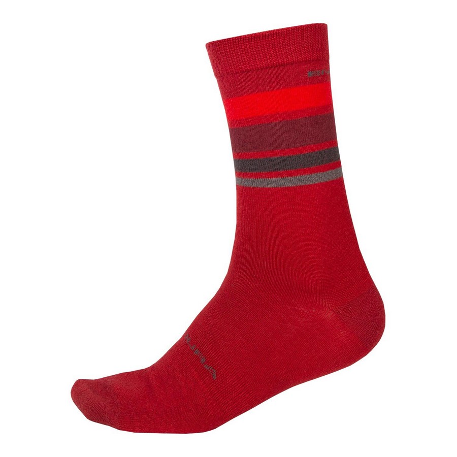BaaBaa Merino Stripe Winter Socks Red Size S/M