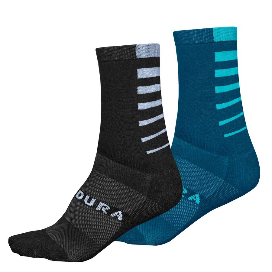 Coolmax Stripe Socks (Double Pack) Blue Size S/M