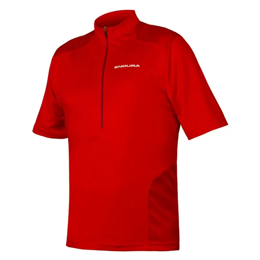 Hummvee S/S Rotes kurzärmliges Hemd mit Reißverschluss, Größe M - image