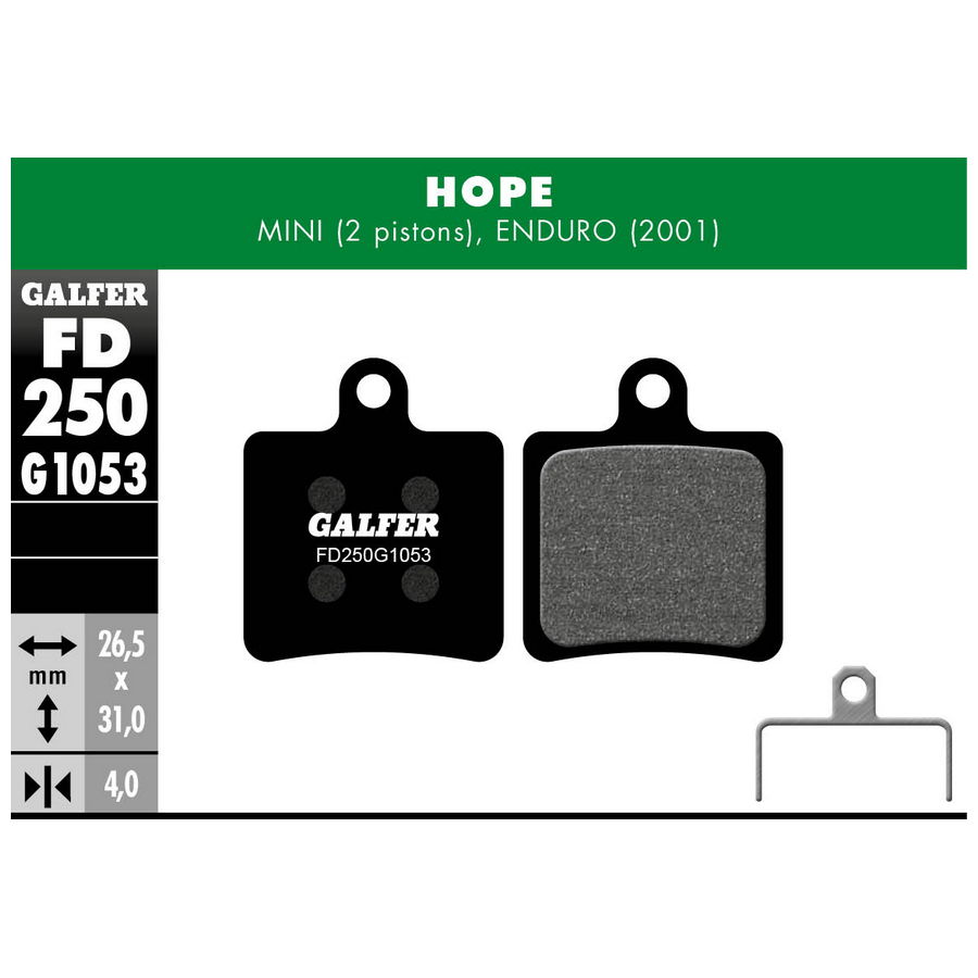 Black Compound Standard Pads For Hope Mini - Enduro