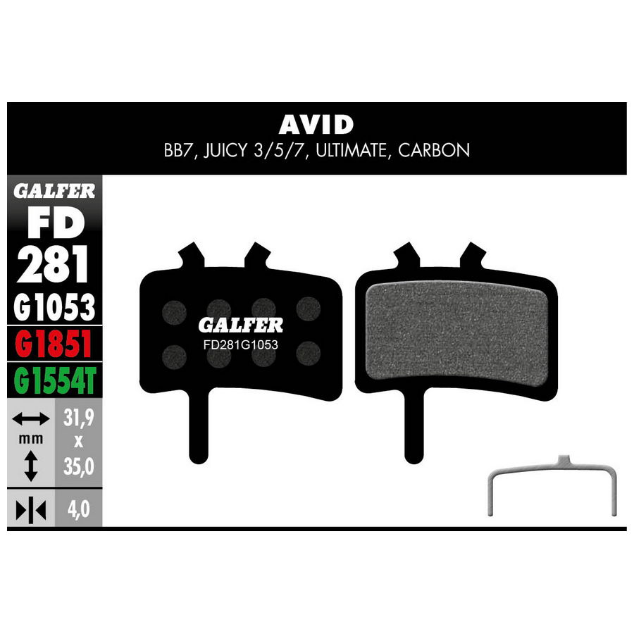 Black Compound Standard Pads For Avid Juicy - Carbon - Ulti