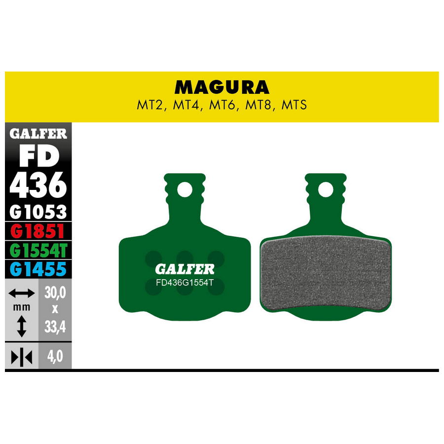 Green compound Pro pads for Magura MT2 - MT4 - MT6 - MT8
