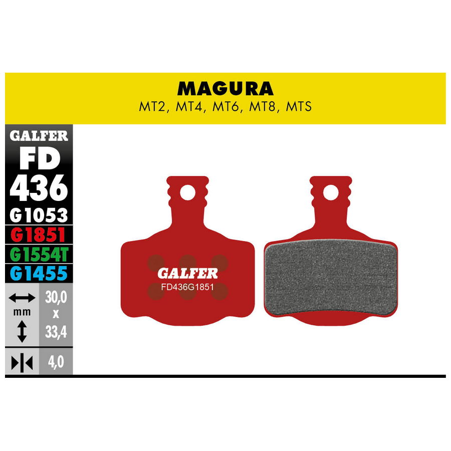 Plaquettes avancées gomme rouge pour Magura MT2 - MT4 - MT6 - MT8