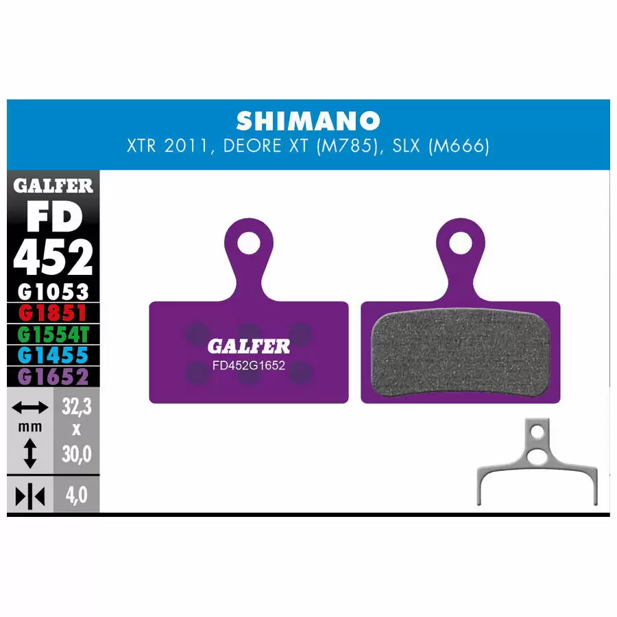 Plaquettes violettes pour vélo électrique Shimano XTR (M9000) Deore XT, SLX (M7100, M666, M7000), De - image
