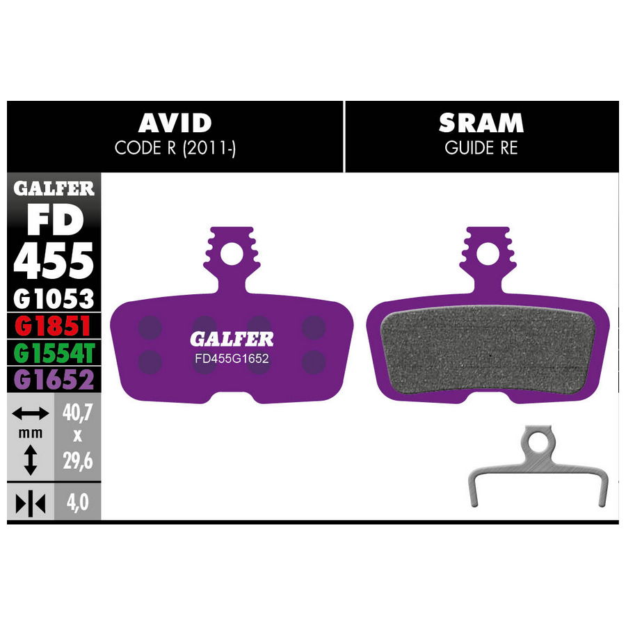 Galfer bike fd455g1652 purple bike compound pads for sram code r rs