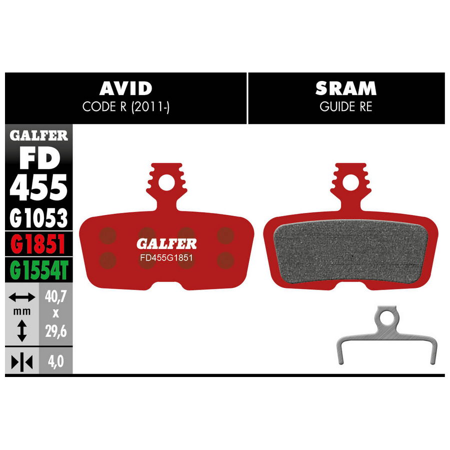 Pastiglie Mescola Rossa Advanced Per Sram Code R, RSC, Guide RE, DB8