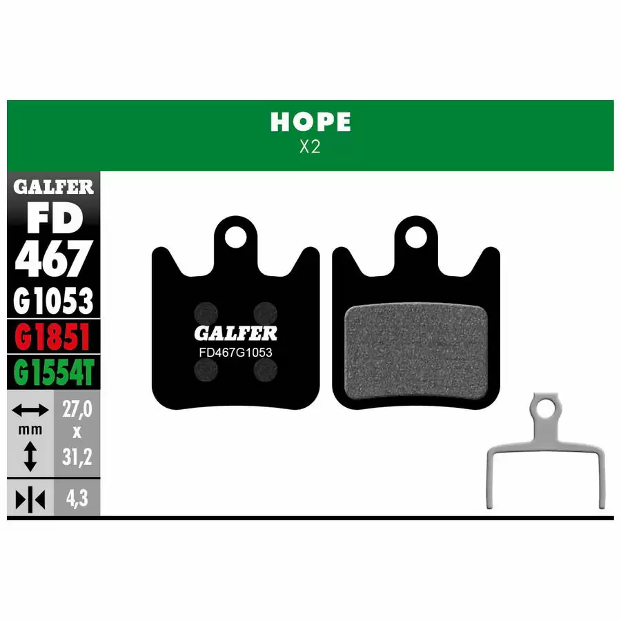 Black Compound Standard Pads For Hope X2 - image