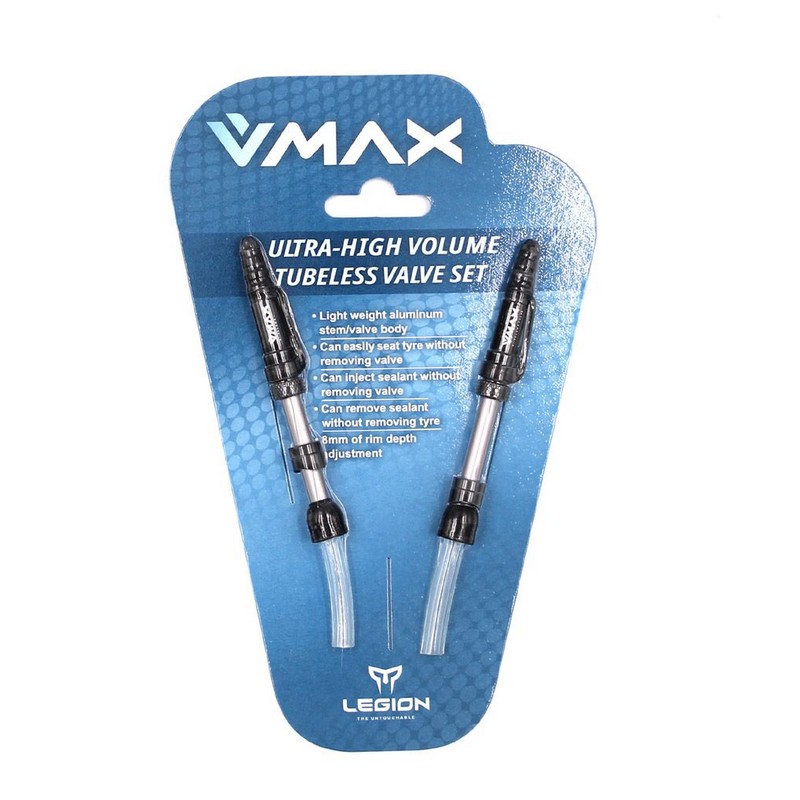 Paire de Valves Tubeless V-Max pour Jantes 13,5-21,5mm Aluminium