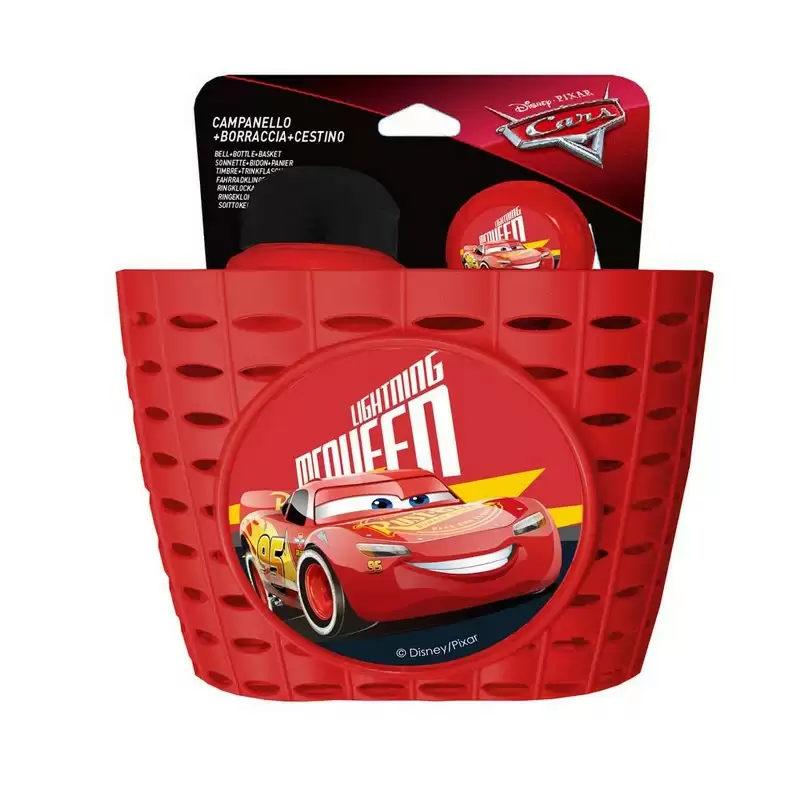 Kid Basket Cars 3 + Water Bottle and Bell Disney Basket and Cover, Bi