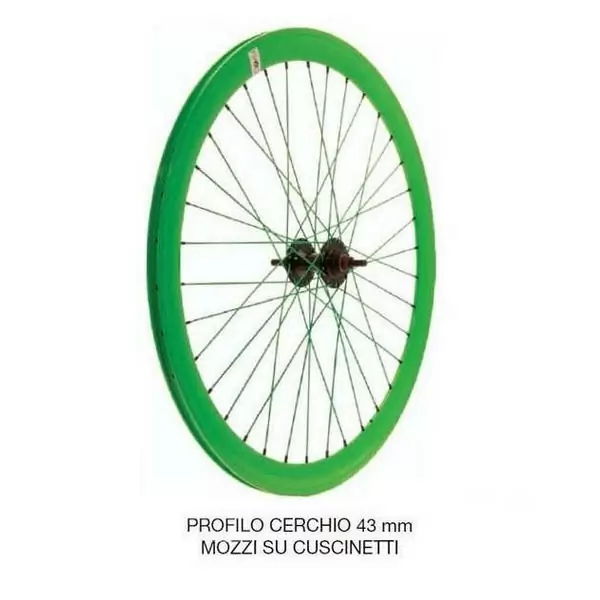 Rear wheel fixed gear track 43mm deep neon green hub bearings - image