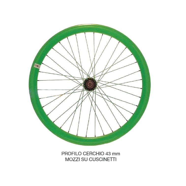 Front wheel 43mm deep neon green hub bearings