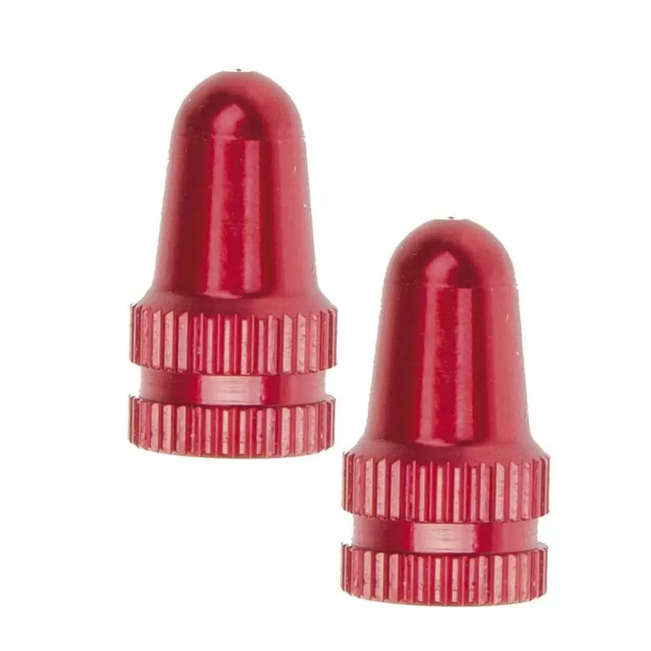 Pair valve caps red universal schrader france - image