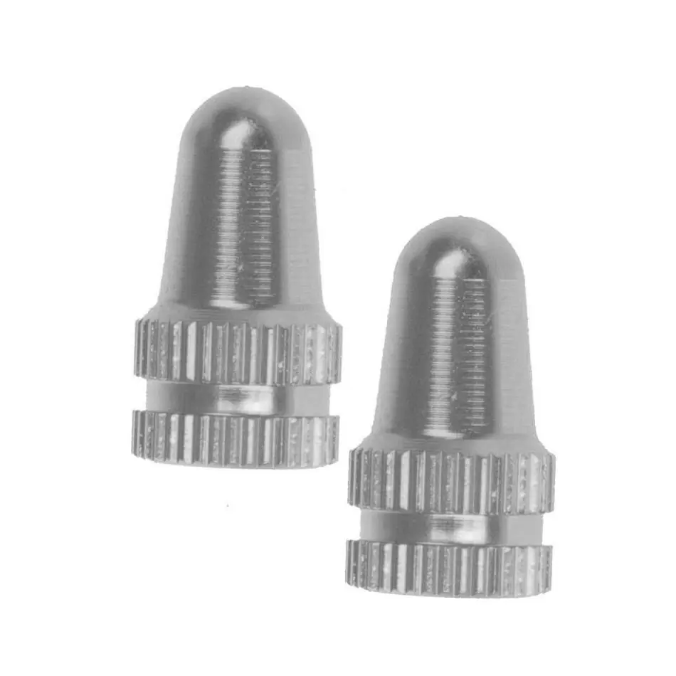 Pair valve caps silver universal schrader france - image