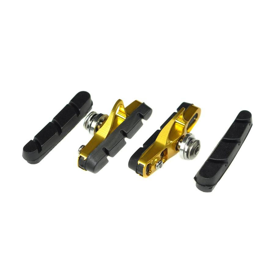 Pair cnc brake shoes with pads gold