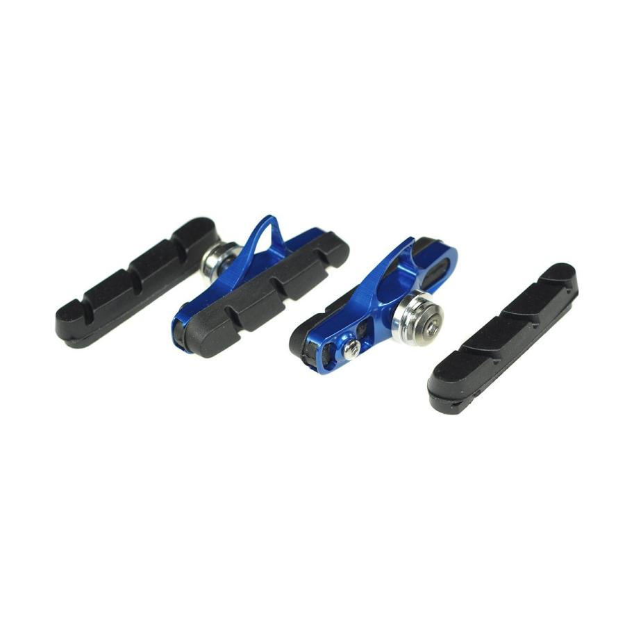Pair cnc brake shoes with pads blue
