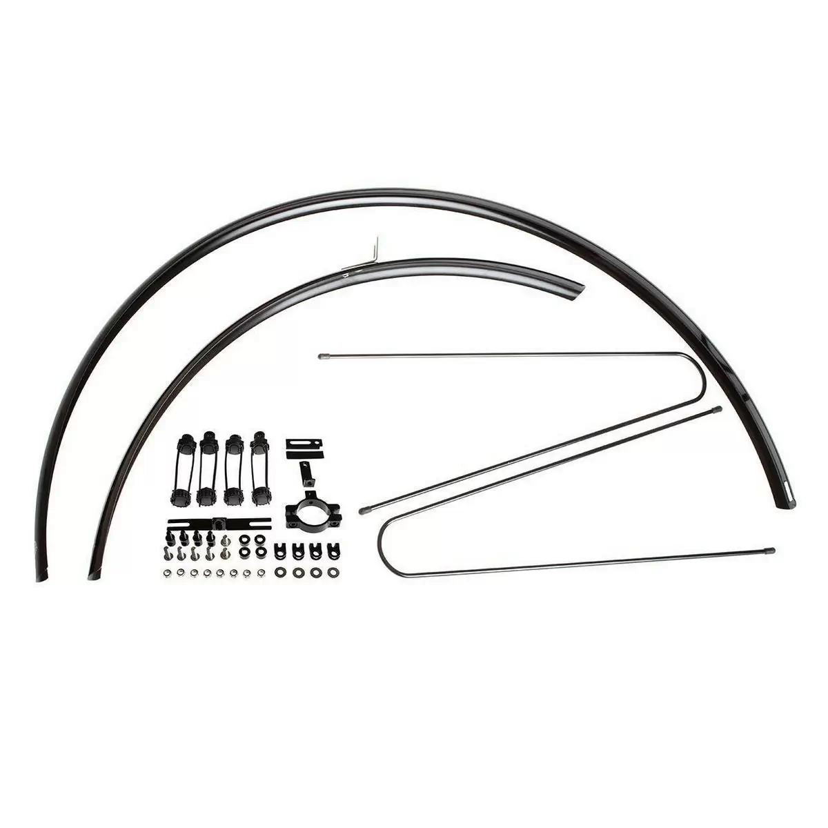 pair classic round fenders 30mm polished black - image