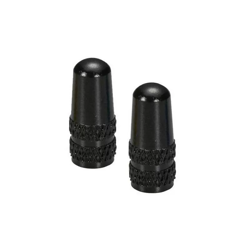 pair valve caps presta alloy black color - image