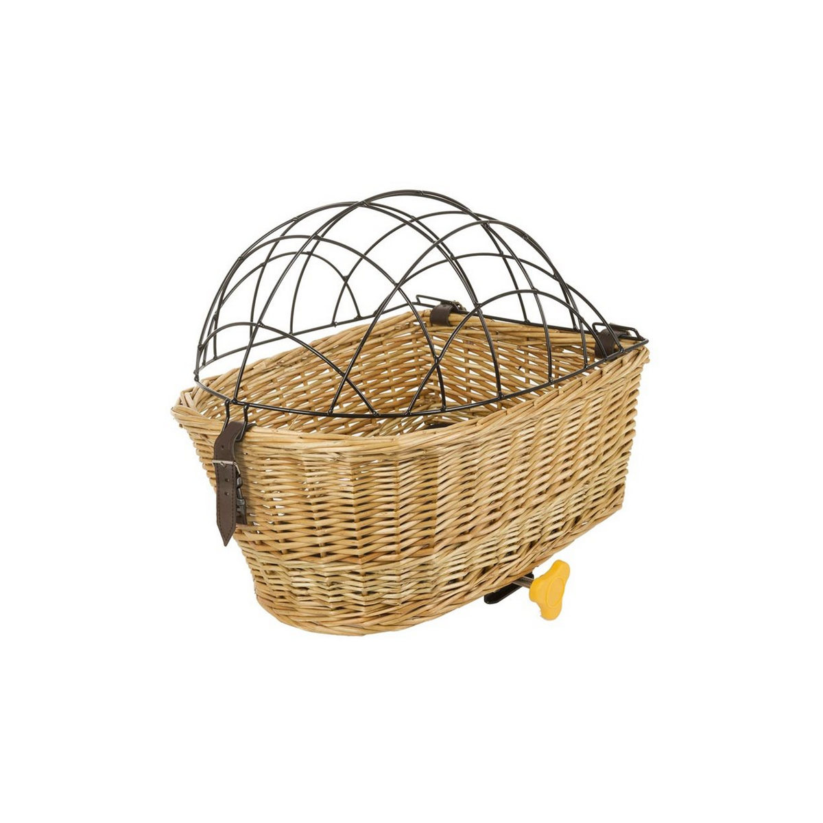 wicker basket rear carrier top with wire lid for pets