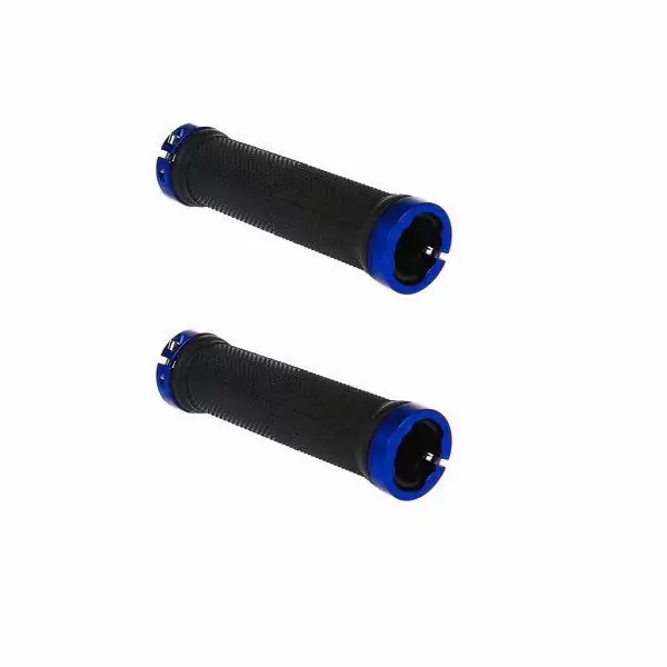 MTB grips with lock light blue ring - image