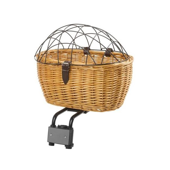Wicker basket 2 in 1 with wire lid for pets