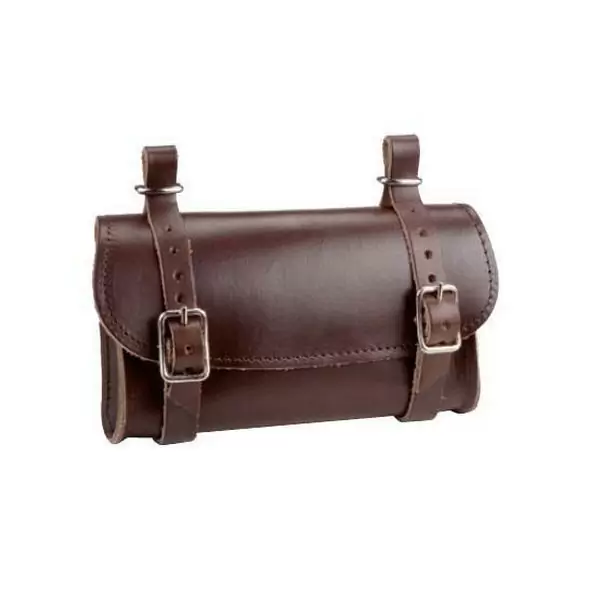 Bag underseat in brown leather - image