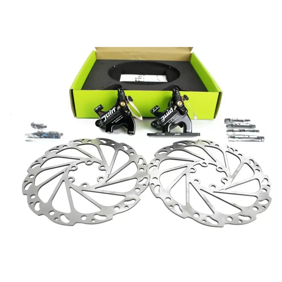 Juin tech jtf1bk cable actuated hydraulic disc brakes set f1 flat mou