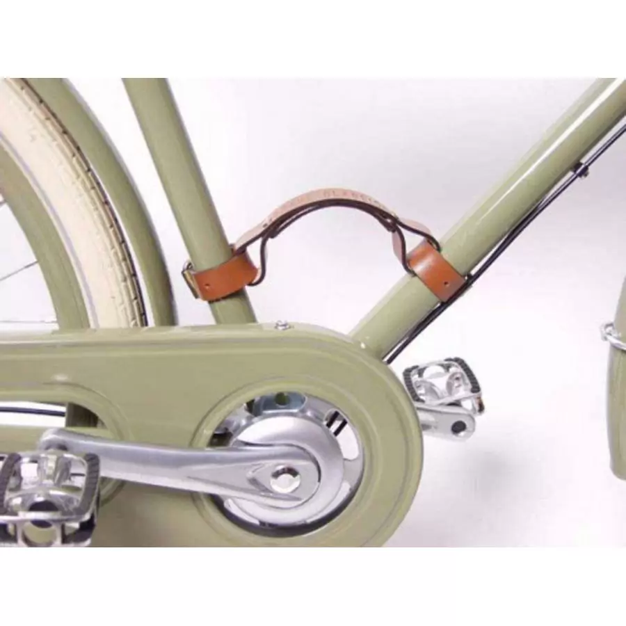 Poignée vélo transport cuir cadre triangle montage marron #2