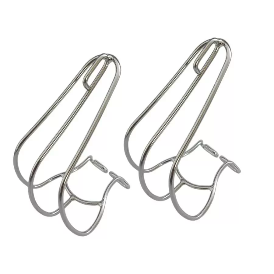 Pair toe clips inox steel chrome medium size with strap clamp - image