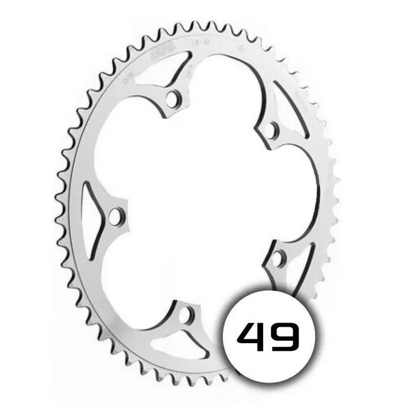 Coroa fixa 49t primato pista 135mm prata - image