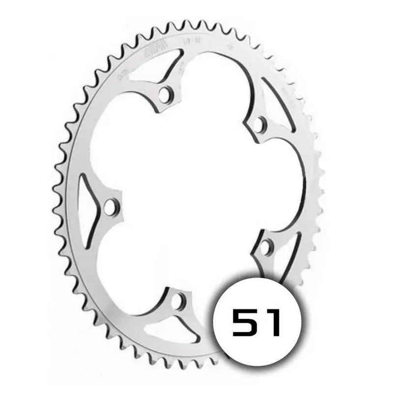 Coroa fixa 51t primato pista 135mm prata - image