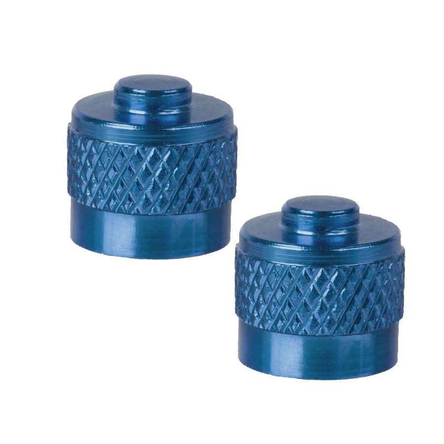Pair valve caps blue schrader america