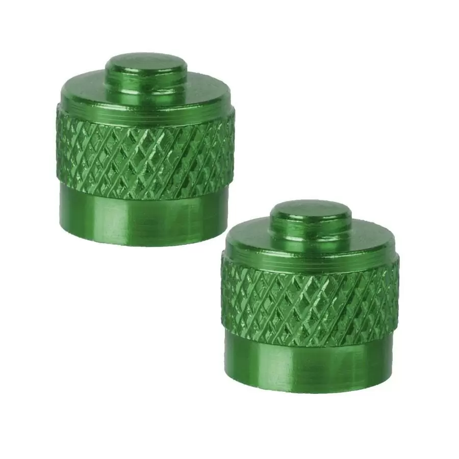 Pair valve caps green schrader america - image