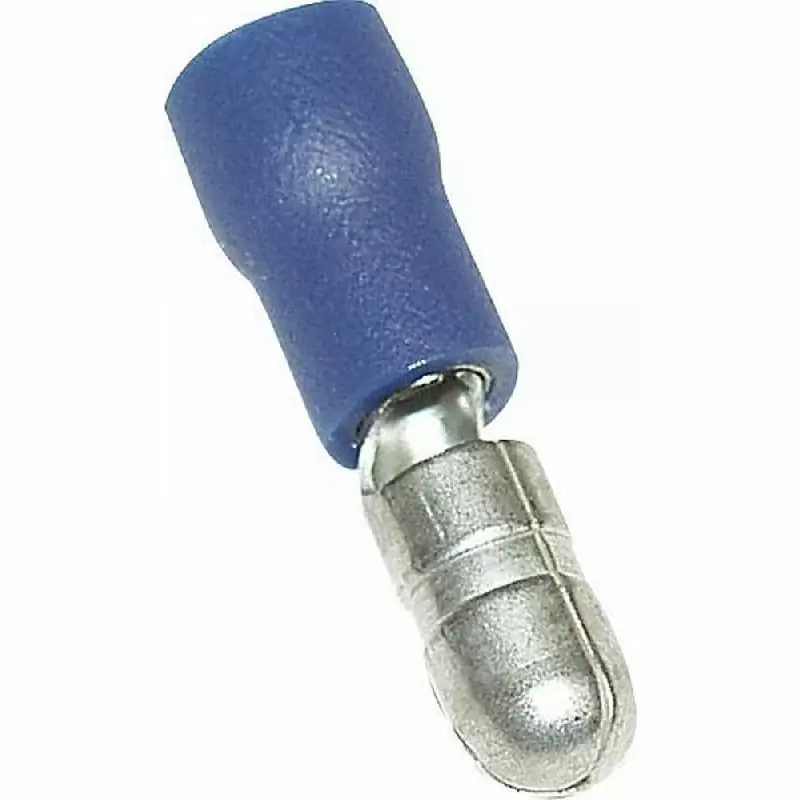 Blue male insulated single cylindrical faston - image