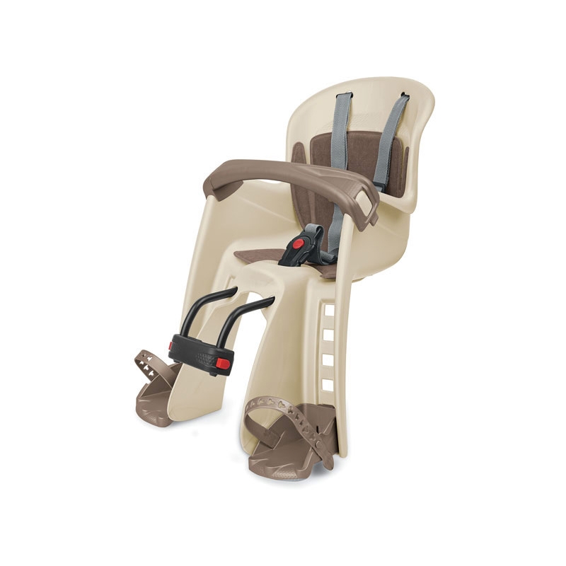 Assento de bebê dianteiro com estrutura em creme bilby e suporte para haste