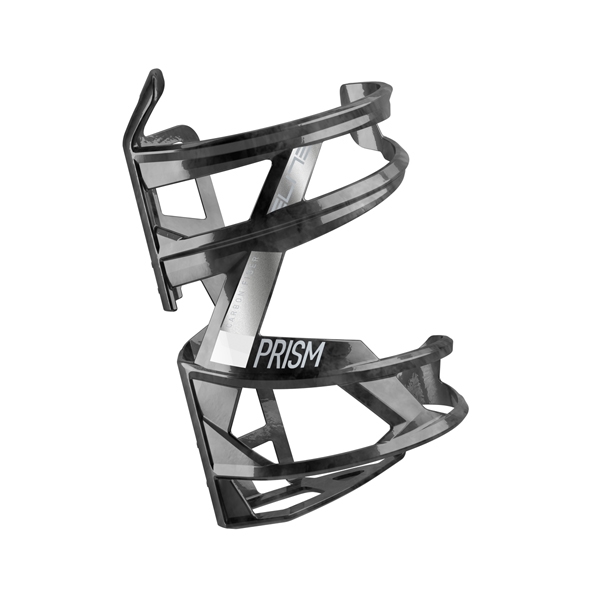 Prism right carbon bottle cage black with white graphics