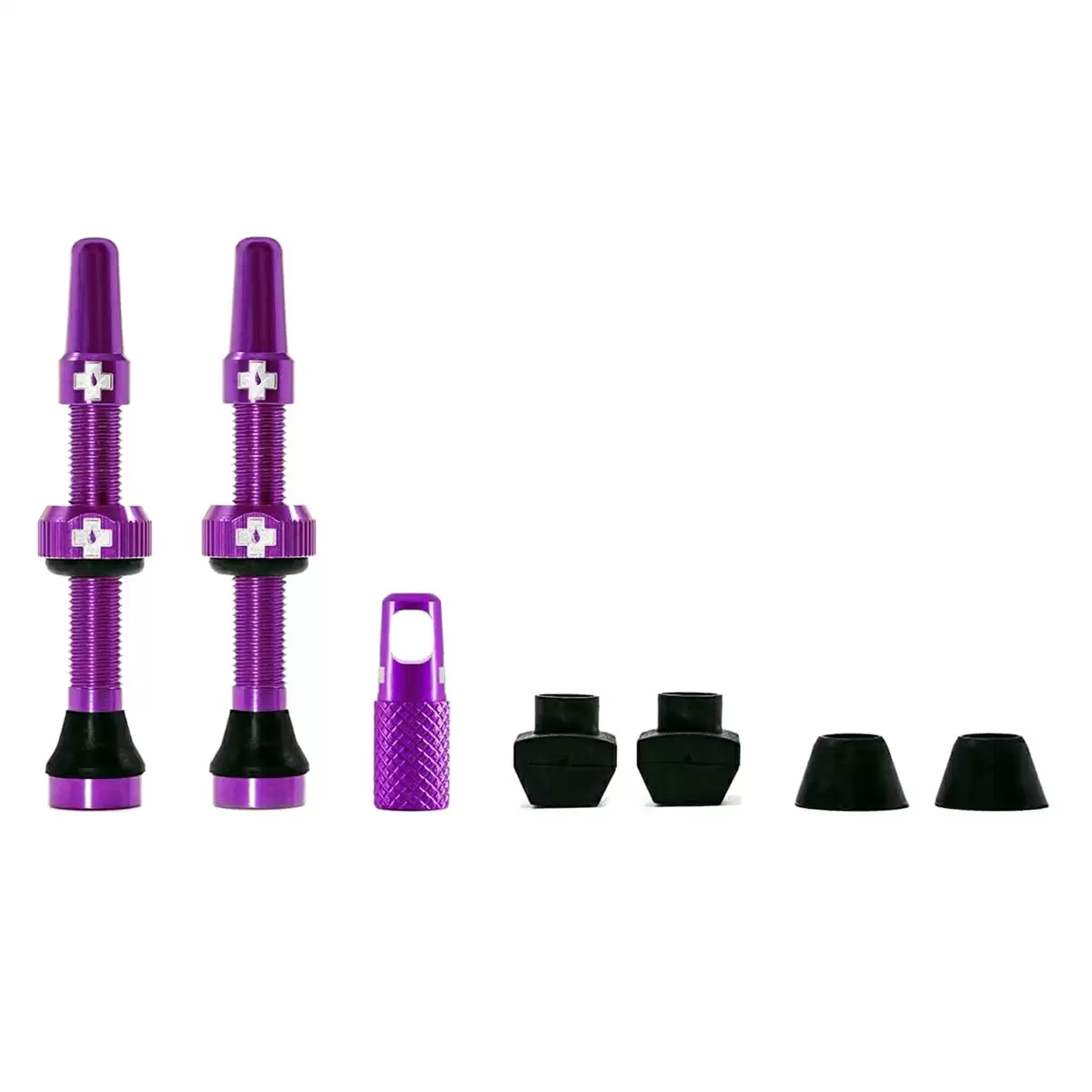Pair of Tubeless aluminum valves Presta 44mm purple - image