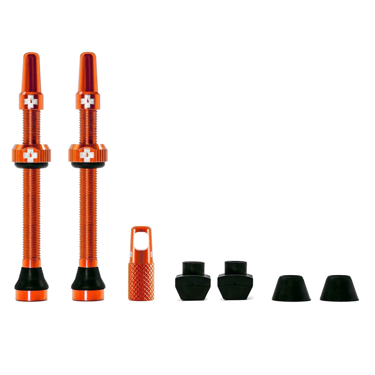 Tubeless alloy valve set  Presta 60mm orange