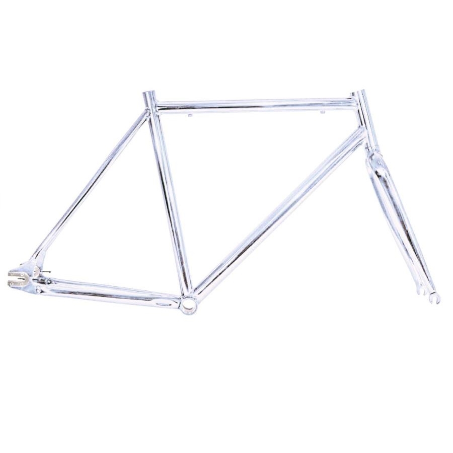 Cadre + fourche vélo fixe single speed aluminium chrome coated 53 silver