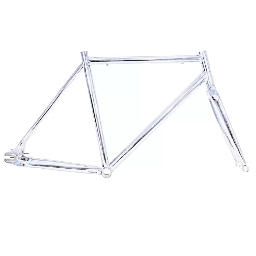 Quadro + garfo bicicleta fixa monovelocidade alumínio cromado 53 prata - image