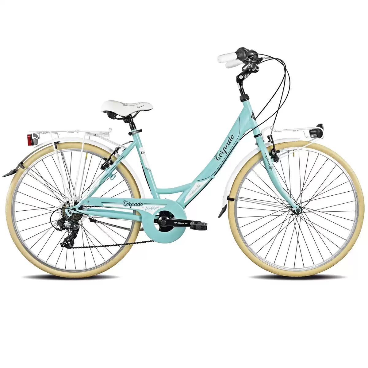 vélo de ville T120 silverlife 26'' lady acier 6 vitesses Aquamarine - image