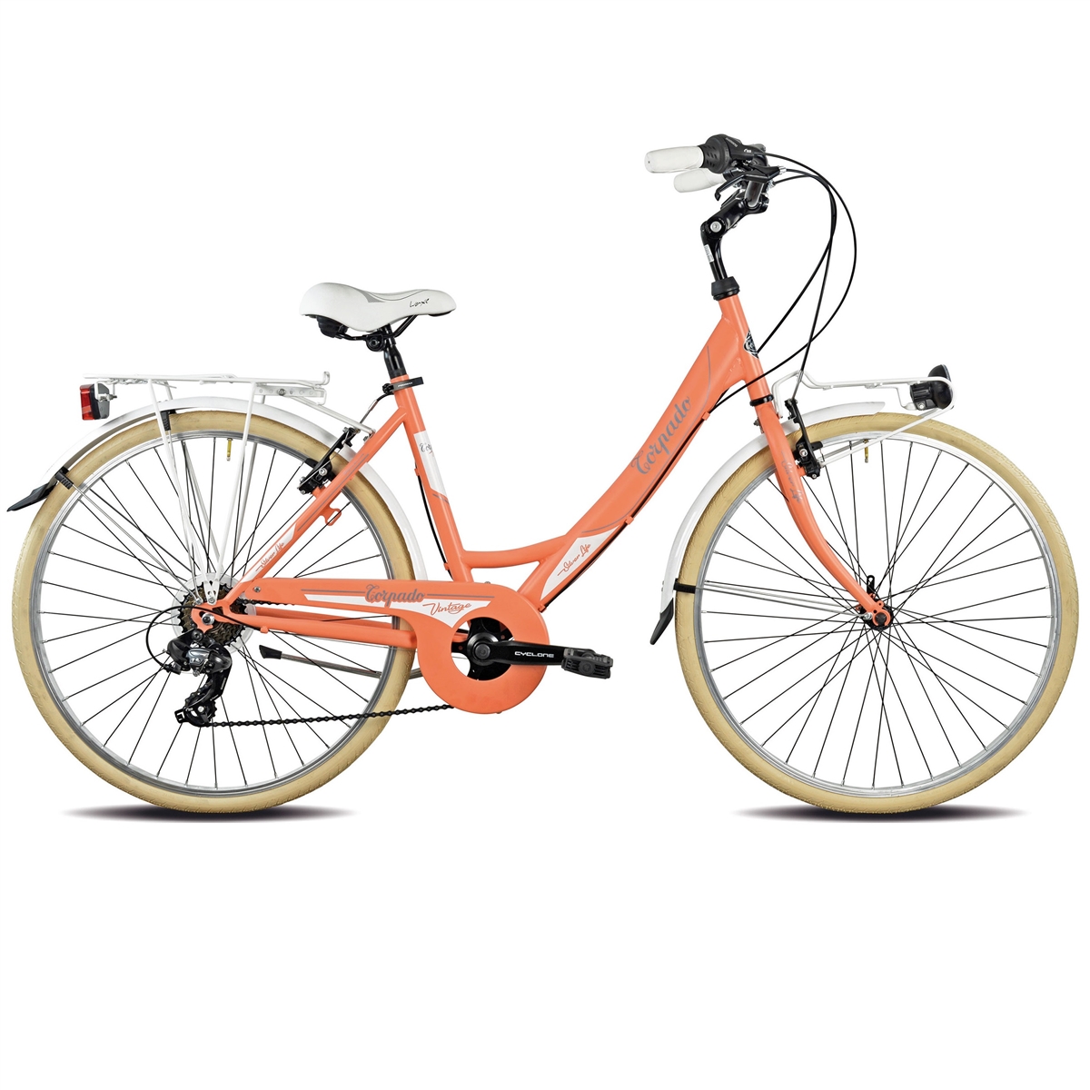 bici city T120 silverlife 26'' donna acciaio 6 velocità arancione Pesca